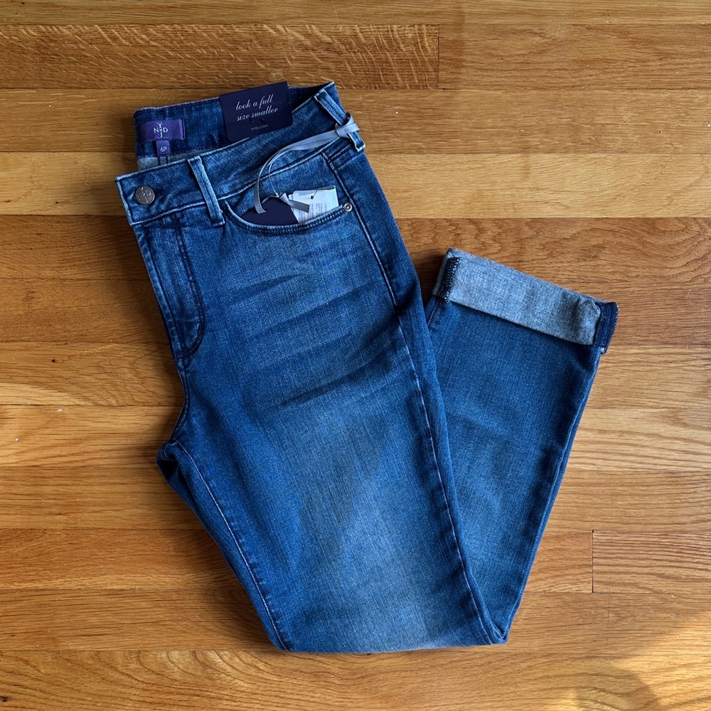 NYDJ Women's Boyfriend Cropped Jeans with Cuff in Medium Blue